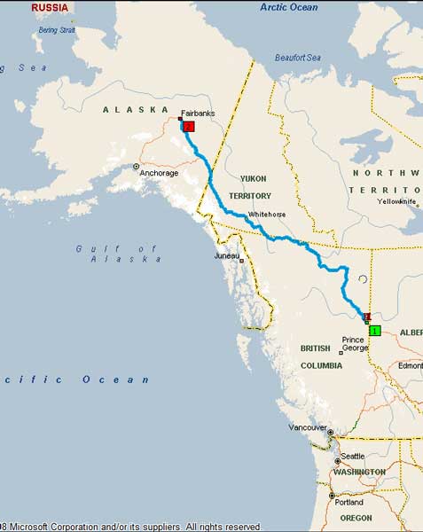 Alaska Highway Route Map