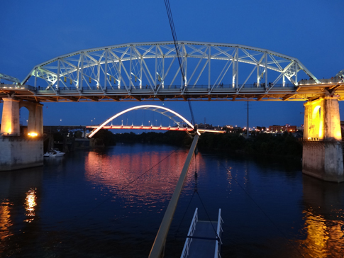 Pedestrian walkway from Nissan Stadium to Downtown District