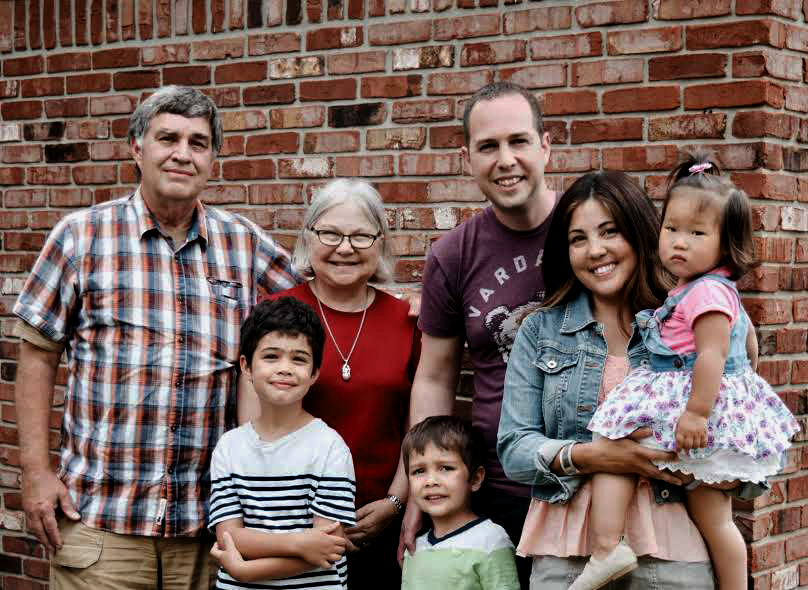From left to right (all Burgoynes) - Tom, Asher, Becky, Timothy, Matthew, Tasha, and Everly