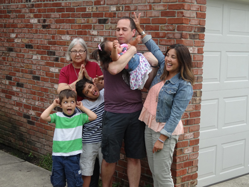 The gang clowning around