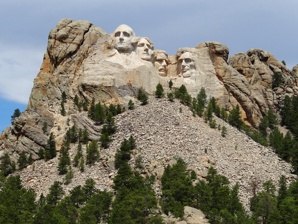 George Washington, Thomas Jefferson, Theodore Roosevelt, and Abraham Lincoln