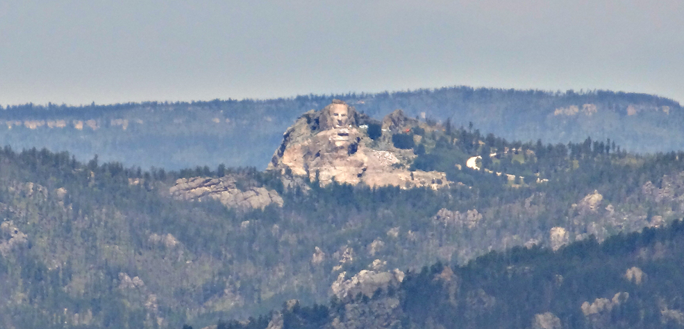 Looking straight on at Crazy Horse Monument (greatly zoomed in)