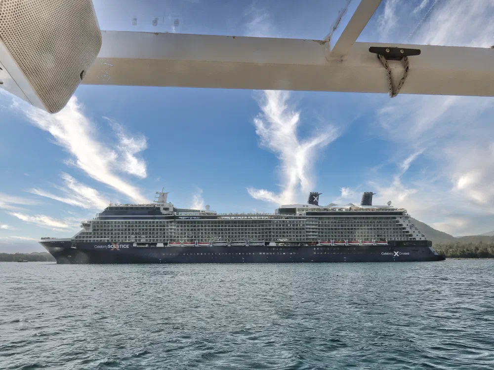 A sister cruise ship coming to port
